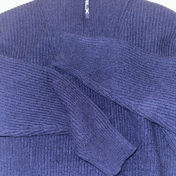 NWT rib knit cashmere half zip blue XS - Picture 6 of 7